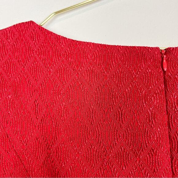 Kay Unger Red‎ Textured V-Neck Cap Sleeve Sheath Dress Size 14 - Picture 9 of 12